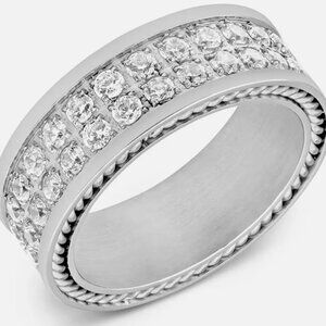 Men's Cubic Zirconia Band in Stainless Steel (Blackjack from Macy's)
